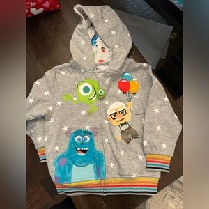 Disney Pixar 100 zip hoodie with Monsters Inc & Up